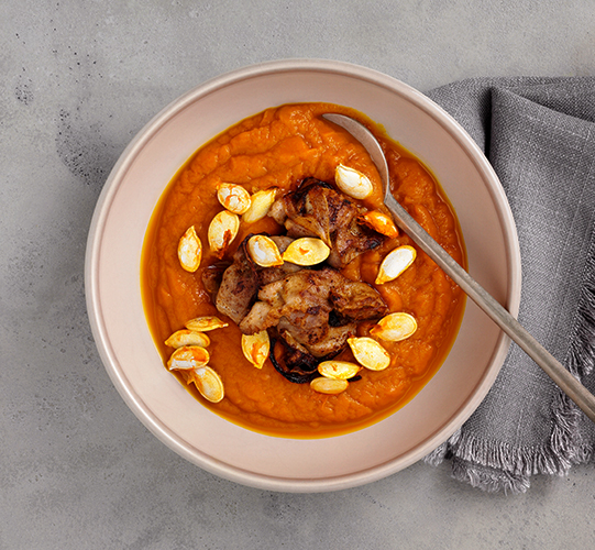 Рецепт куриных желудков с тыквенным пюре