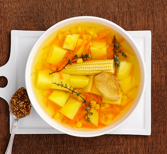 Рецепт кукурузного супа с медово-горчичным соусом