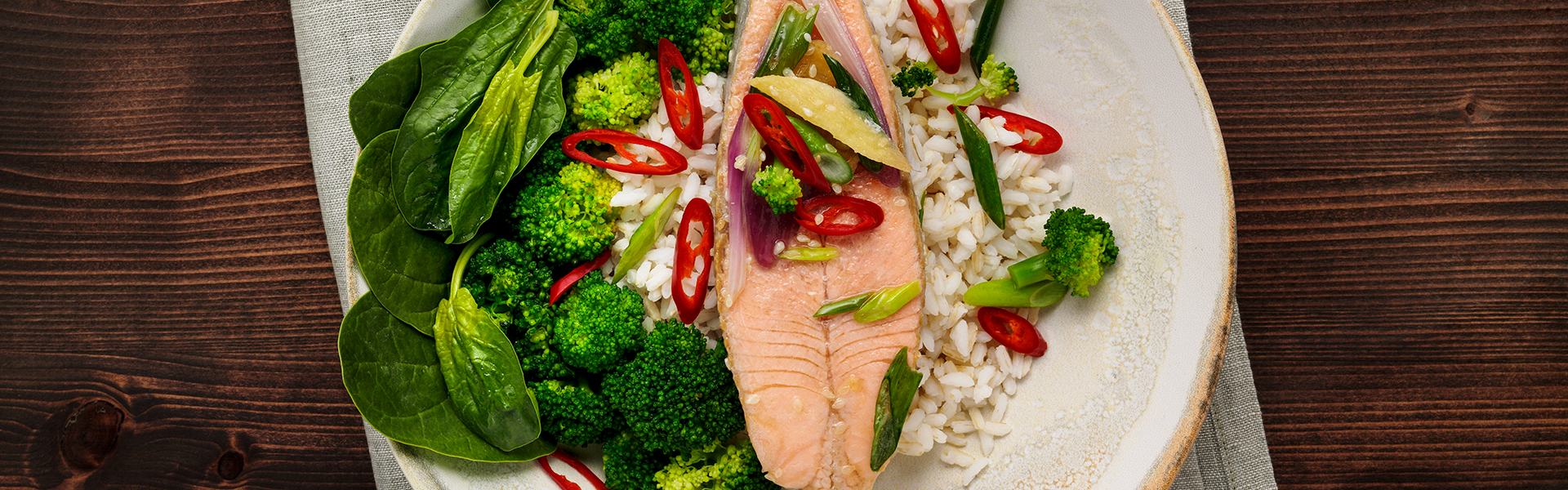 Рецепт боул с рисом и лососем на пару