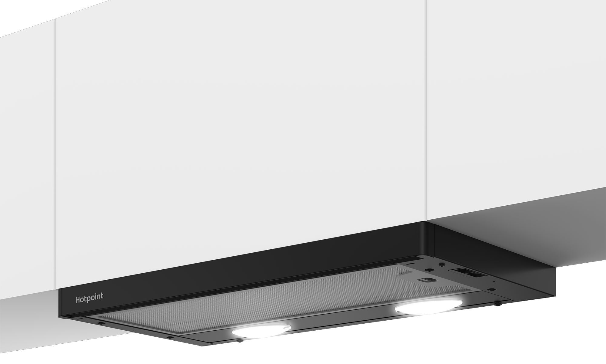 Компактная телескопическая вытяжка Hotpoint HPTF 62HS BL, встроенная в шкаф