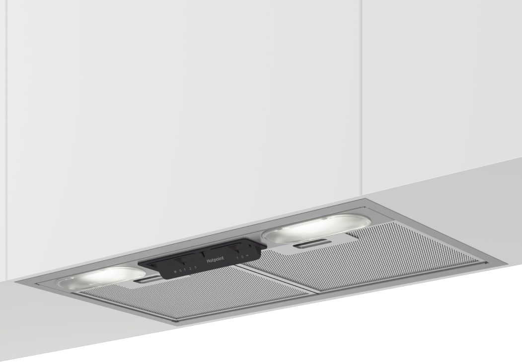 Встроенная в кухонный шкаф компактная вытяжка Hotpoint HPAE 52FLS X